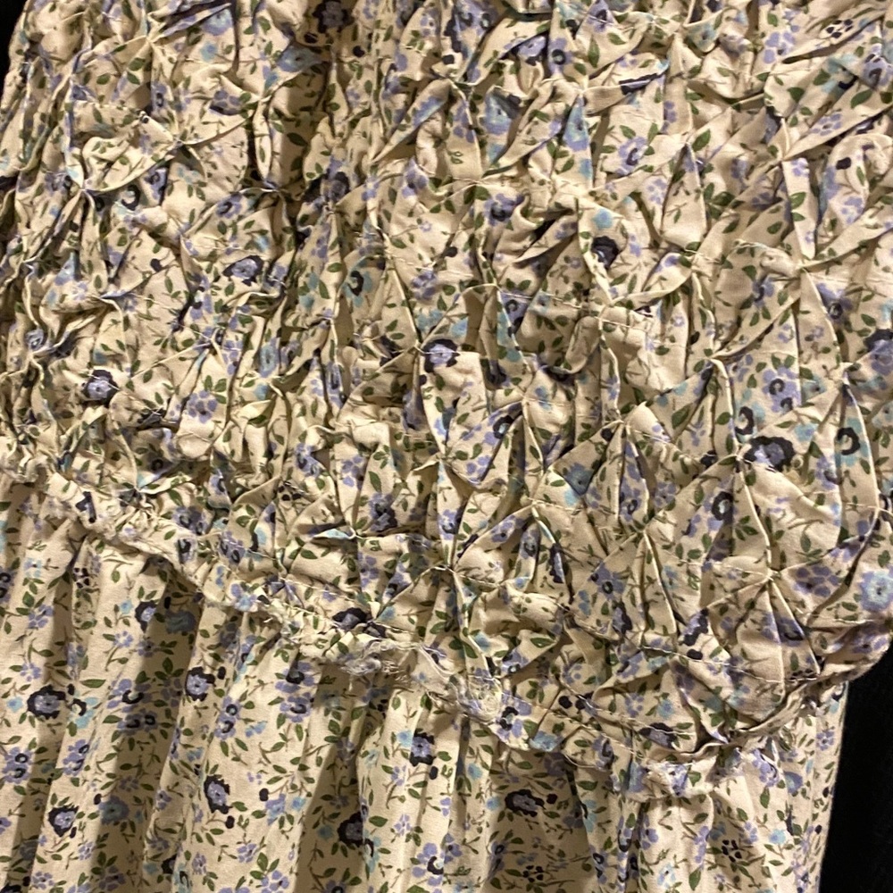 Free People Floral Mini Dress in Cream with Blue Accents - Picture 5 of 7